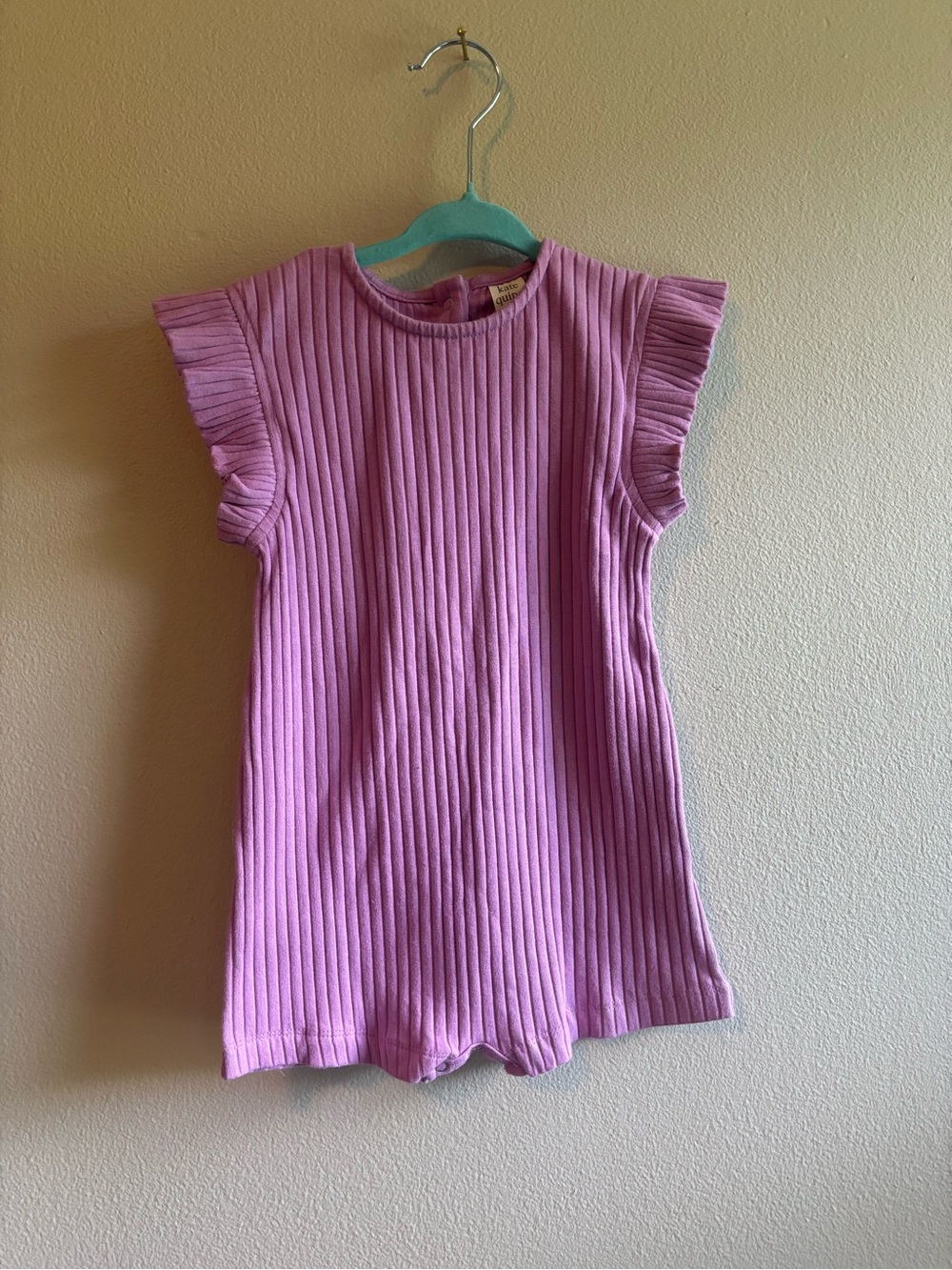 kate quinn Pink Ribbed Flutter Romper